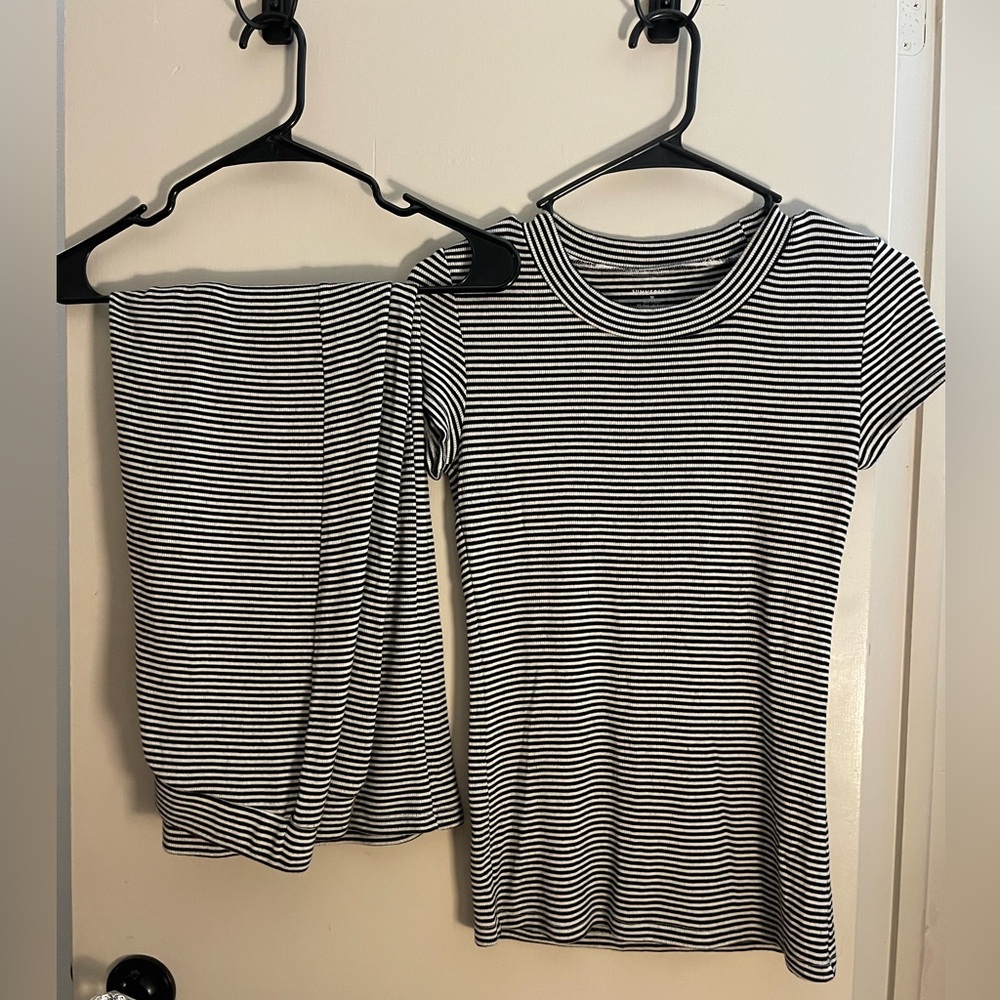 Summersalt Black and White Striped Pajama Set